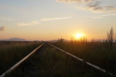 sunset on railway